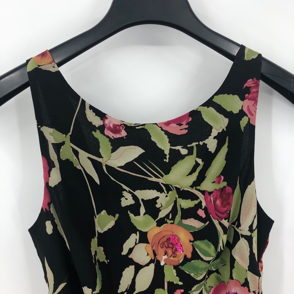 SOLD Nicole Miller Silk Floral Draped Back Midi Dress 4 - Picture 13 of 14